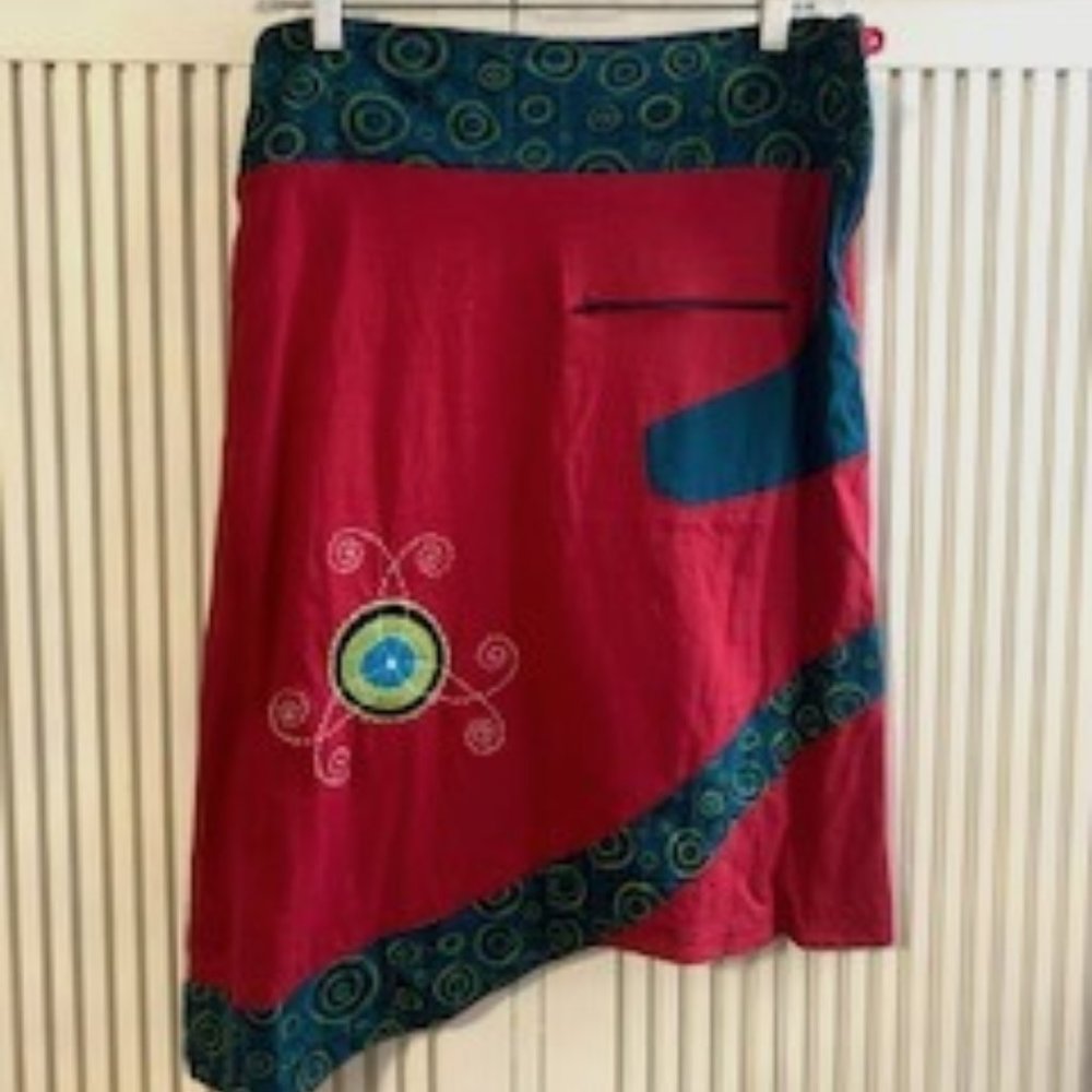 Fun Asymmetrical Boho Style red deco skirt *NWOT